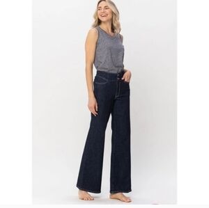 Judy Blue High Waist Wide Leg‎ Jeans Size 29 Dark Wash JB88579 DK